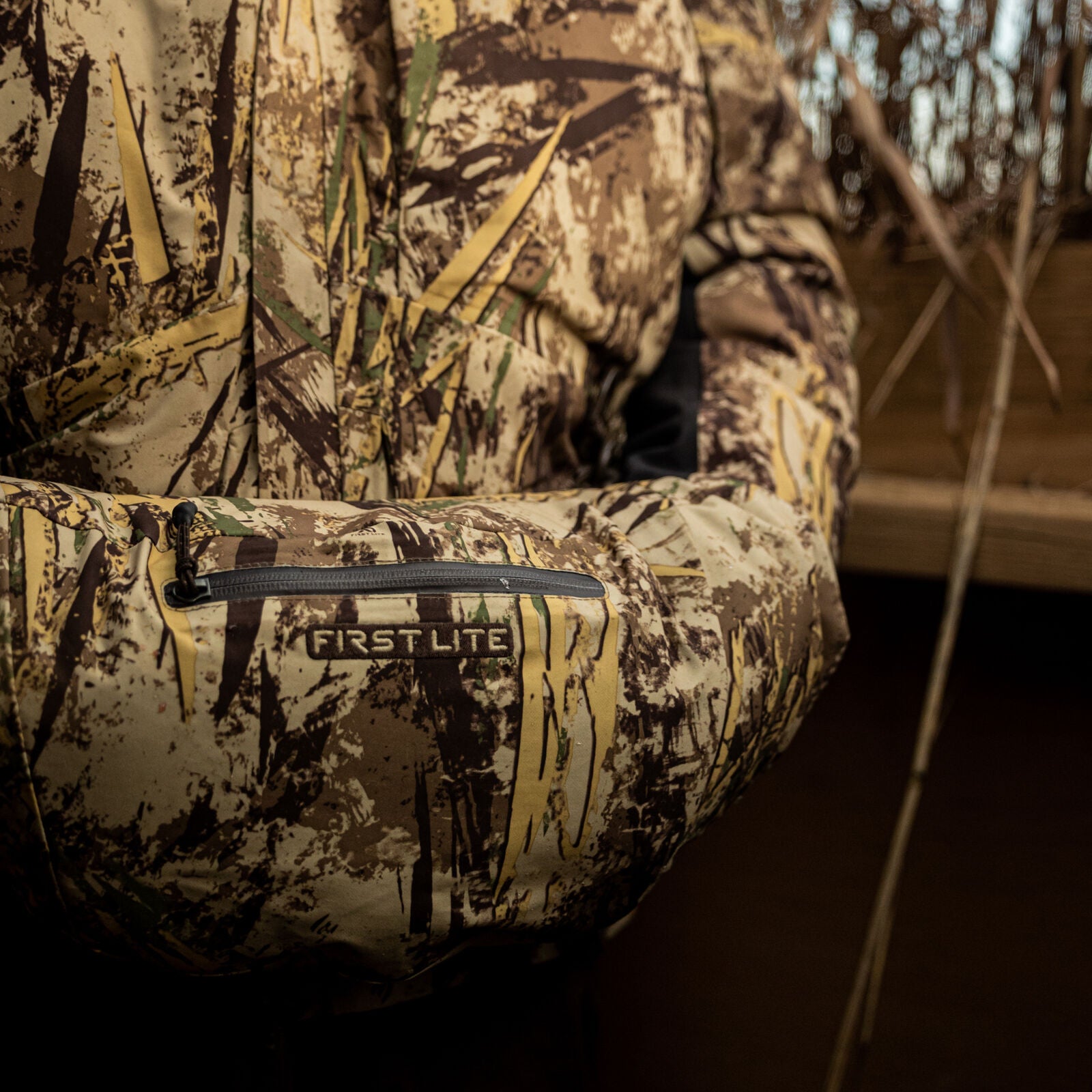 First Lite Refuge Muff typha field