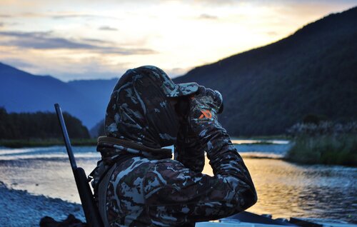 hunting glassing a new zealand river bed in first lite clothing