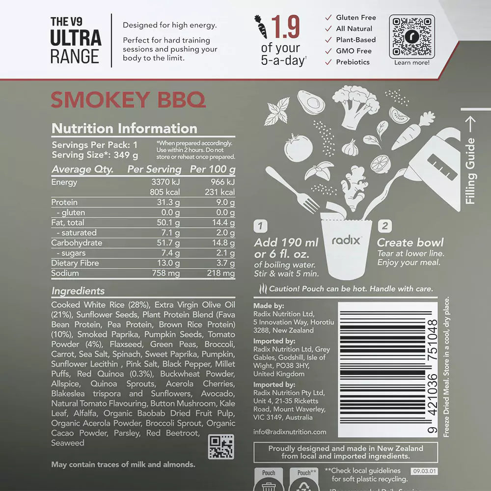 Radix Nutrition Smokey BBQ nutritional information