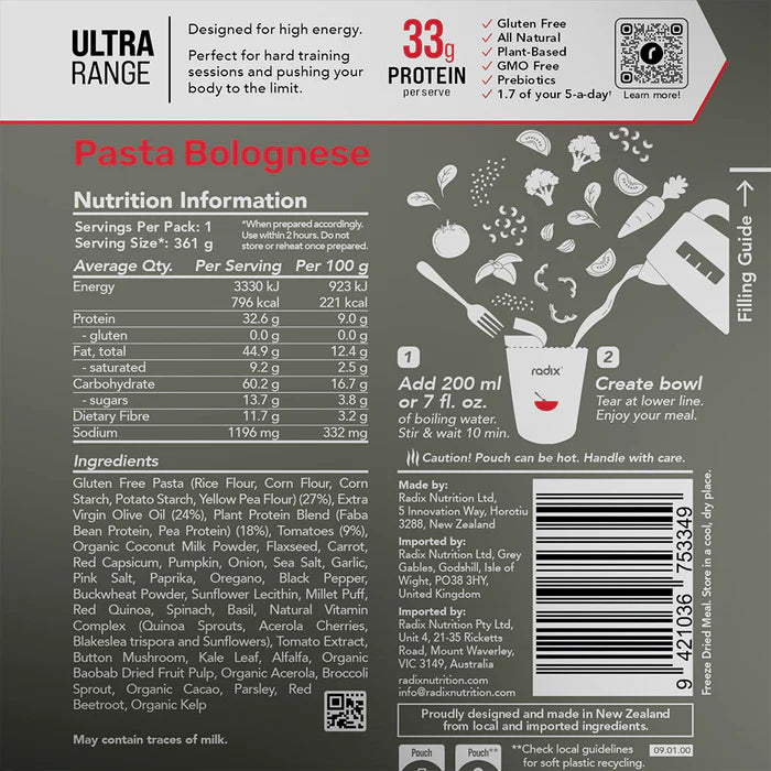 Radix Nutrition ULTRA 800 | Pasta Bolognese 2